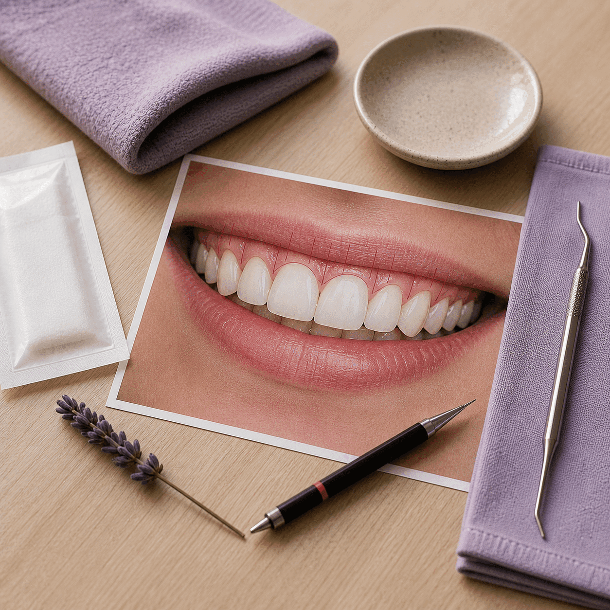 Smile design planning sketch for a crown lengthening procedure at A Dental Office in Barrie, Ontario