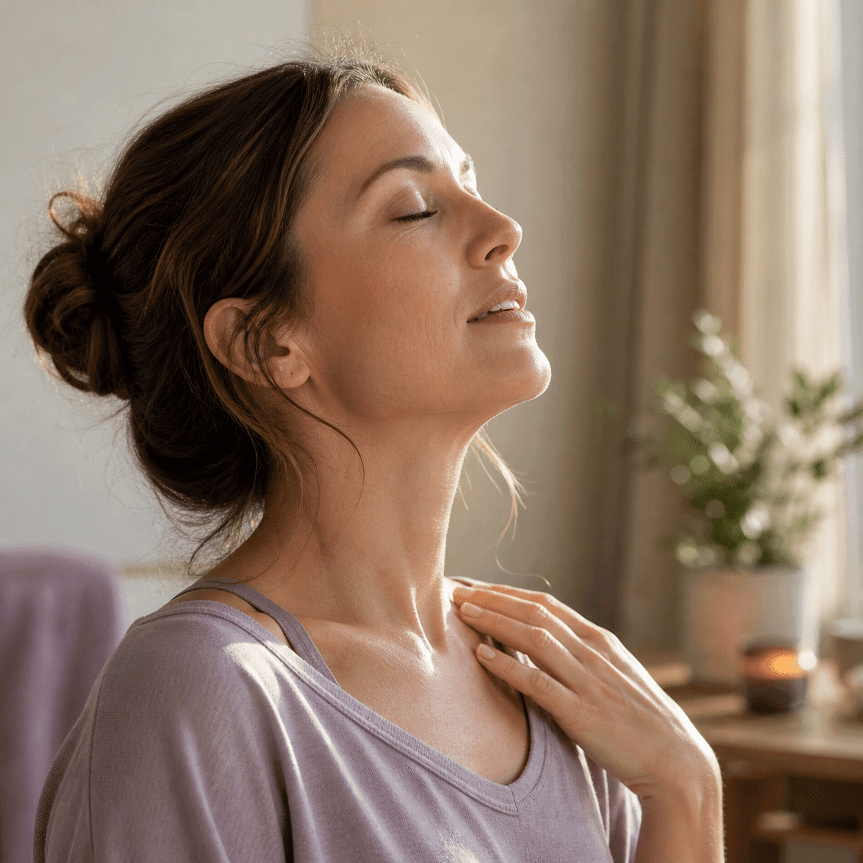 Person with jaw fully relaxed after TMJ treatment — A Dental Office in Barrie, Ontario